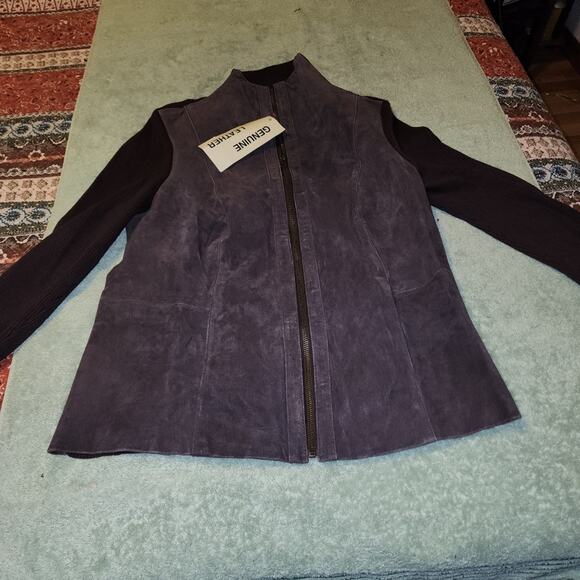 JESSICA LONDON NWT WOMENS LEATHER SUEDE /SWEATER JACKET COAT. SIZE 14/16 JUNIOR - Picture 5 of 9